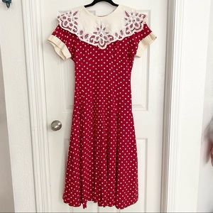 Red polka dot Nancy Johnson dress
